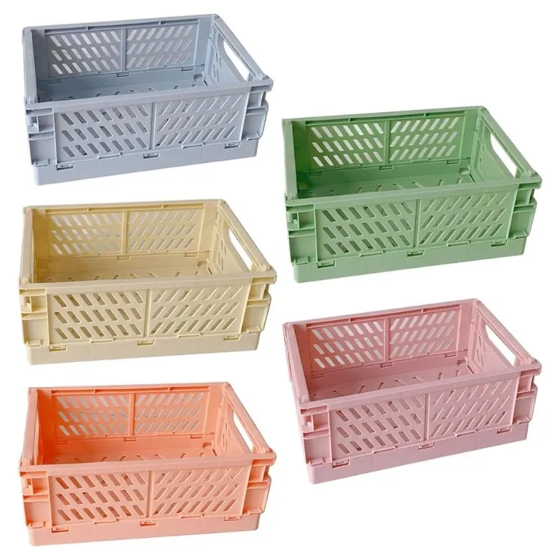 Almacenamiento de suministros para el hogar de envase cosmético de escritorio organizador caja de almacenamiento plegable de plástico cesta