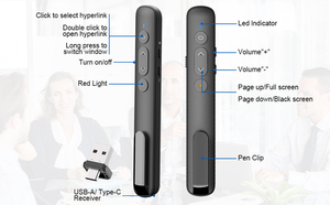 Niedriger Preis Projektor 2,4 GHz drahtlose Präsentation Clicker USB C besten Präsentation zeiger Powerpoint Clicker mit Laserpointer - Product Image 6