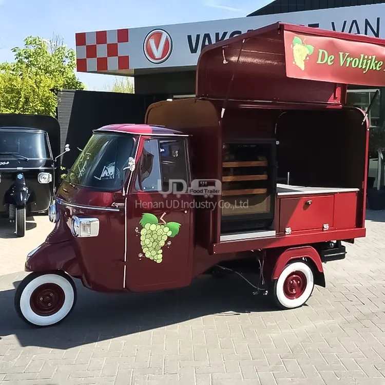 Mini Piaggio Ape-carrito de comida eléctrico con logotipo personalizado, para palomitas de maíz, helados, furgoneta, cocina móvil, camión de comida