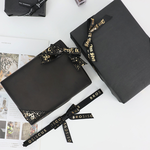 <strong>Custom</strong> Black Printed Gift Wrapping Pre Tied Decorative Packing Ribbon Gift <strong>Bows</strong> With <strong>Elastic</strong> Stretch <strong>Loop</strong> for Chocolate Box - Product Image 2