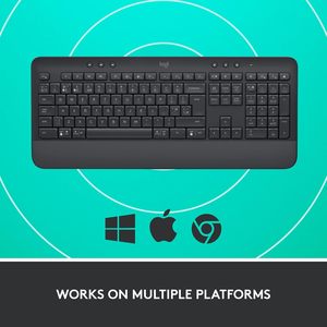 Teclado inalámbrico de tamaño completo Logitech Signature K650 Comfort con reposamuñecas BLE Bluetooth o receptor USB Logi Bolt - Product Image 6