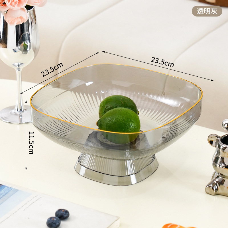 Tall, luxurious fruit bowl in transparent gray.