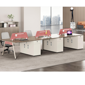 Estación DE TRABAJO modular para 6 personas, sistema de escritorio de equipo colaborativo con paneles de privacidad absorbentes de sonido, cajones de almacenamiento
