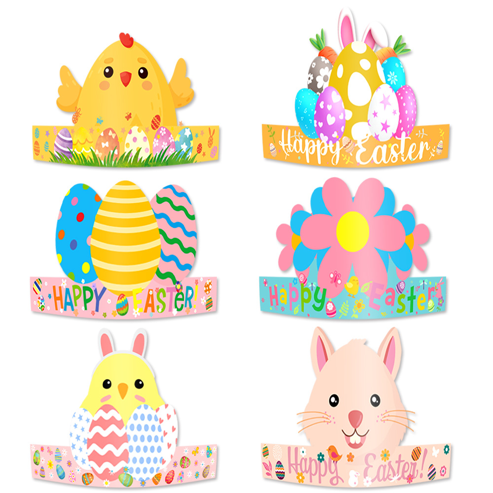 yellow Easter paper hats6pcs