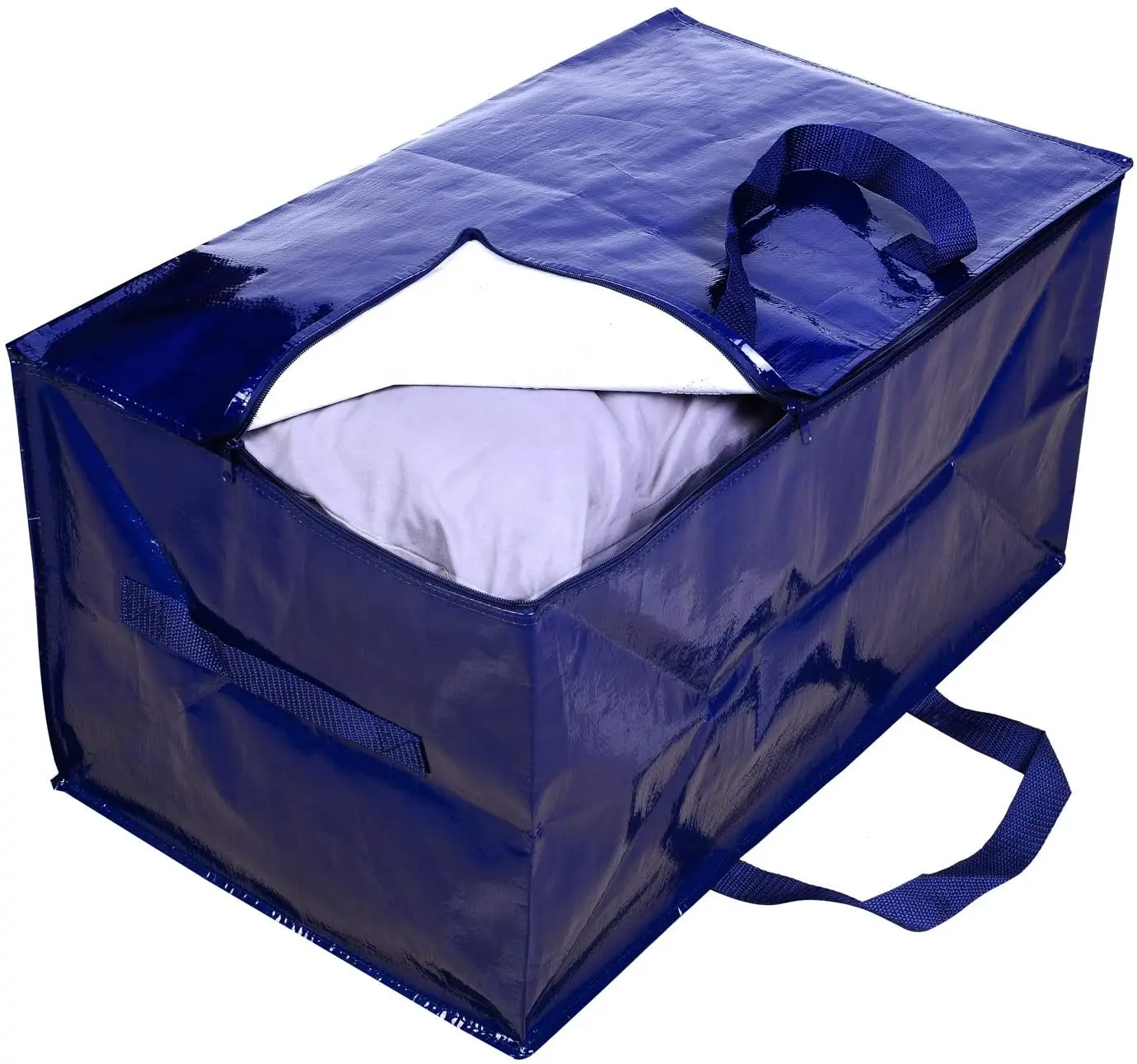 गर्म बिक्री टिकाऊ भंडारण जिपर बैग कपड़े क्रिसमस भंडारण बैग के लिए आगे बढ़ के साथ डबल सिर जिपर