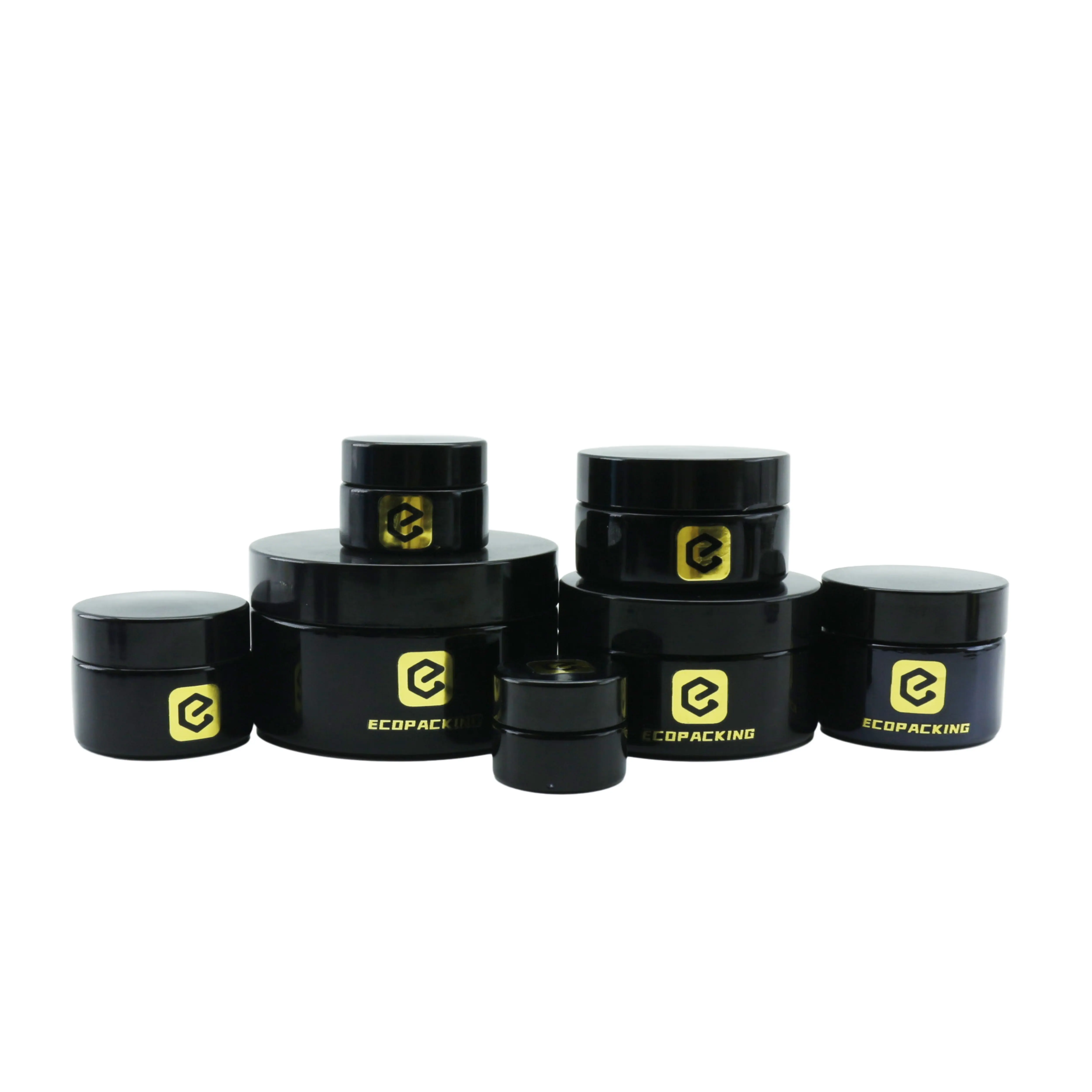 Hot sale cosmetic face cream container 5ml 15ml 30ml 50ml 100ml black glass jar with plastic lid
