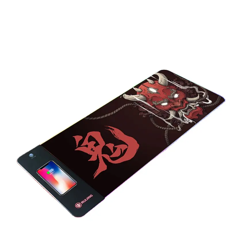 Коврик для мыши Samurai Death, 15 Вт, игровая офисная настольная клавиатура для ПК, ноутбука, RGB, большой коврик для мыши, концентратор, беспроводное зарядное устройство 31,4x11,8 дюйма