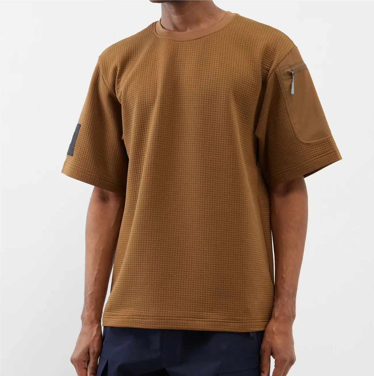New Style Streetwear Functional Moisture-wicking T-shirt With Zip Pocket Oversized Heavyweight T-shirt