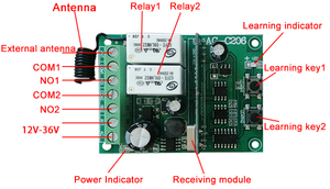 DC 12V - 24V di Rotolamento Ricevitore a Codice fisso interruttore di controllo del cancello del garage A Distanza - Product Image 3