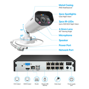 Cámara IP de 5MP para exteriores, sistema de alarma de Audio de seguimiento automático, impermeable IP66, NVR Poe, 8 canales, H.265, 4k, visión nocturna en Color, PTZ - Product Image 3