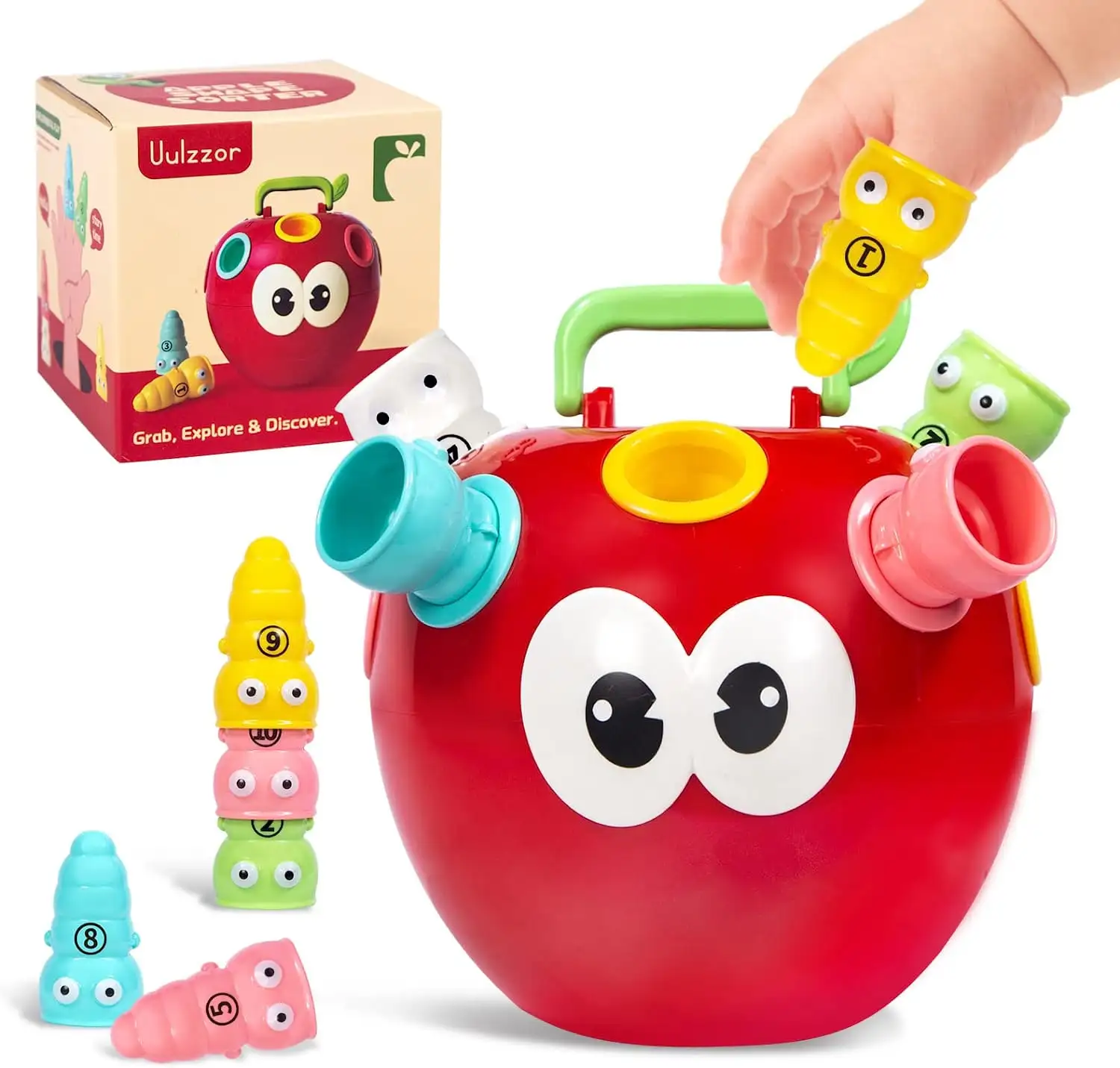 गर्म बिक्री संख्या और रंग छँटाई एप्पल और कीड़ा बच्चे खिलौने मोंटेसरी और बच्चा खिलौने