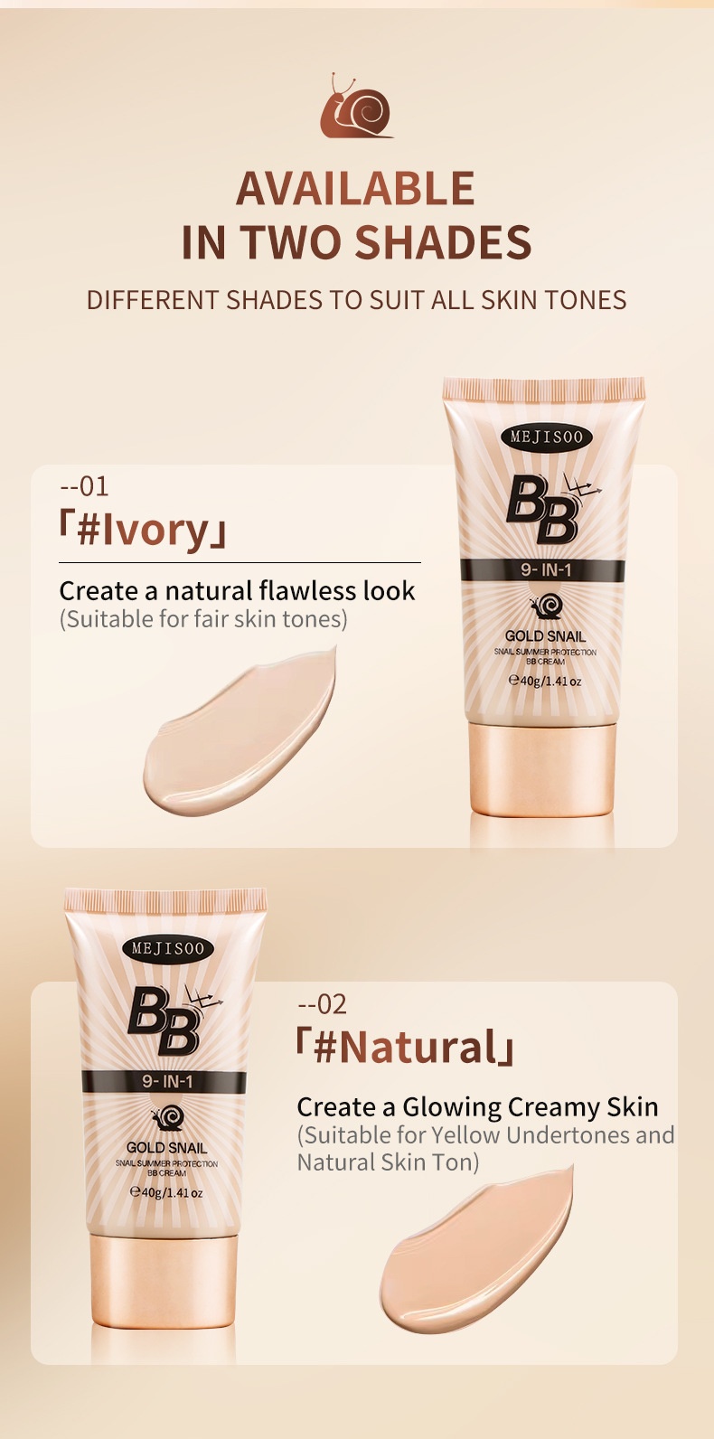 Crème BB de protection d'été à l'escargot#02