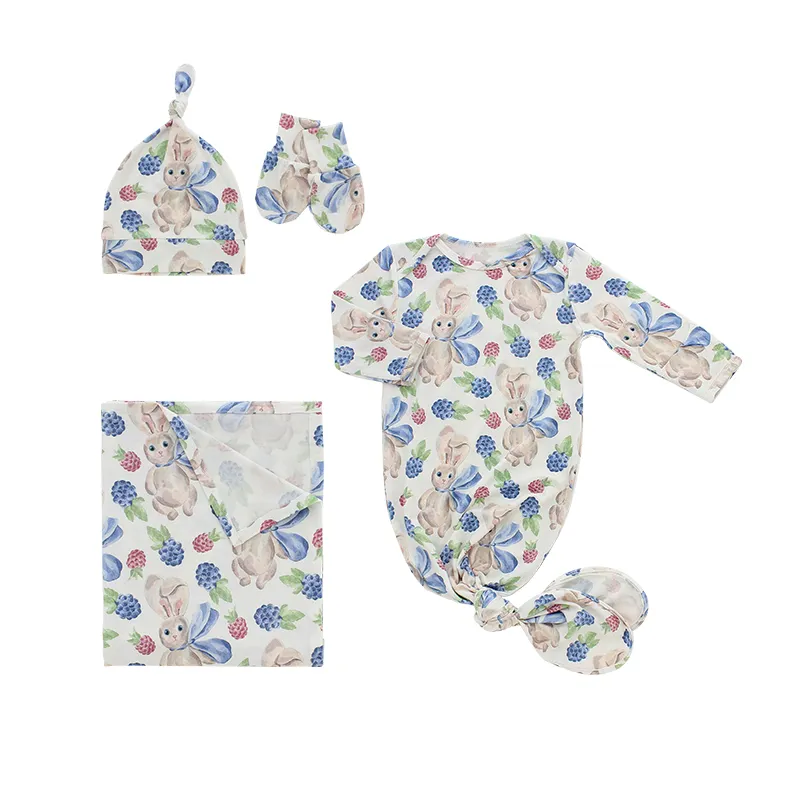 Wholesale Custom Newborn Sleep Set 100% Cotton Baby Sleeping Bag and Long Sleeved Sleep Grows for Toddlers O-Neck Collar