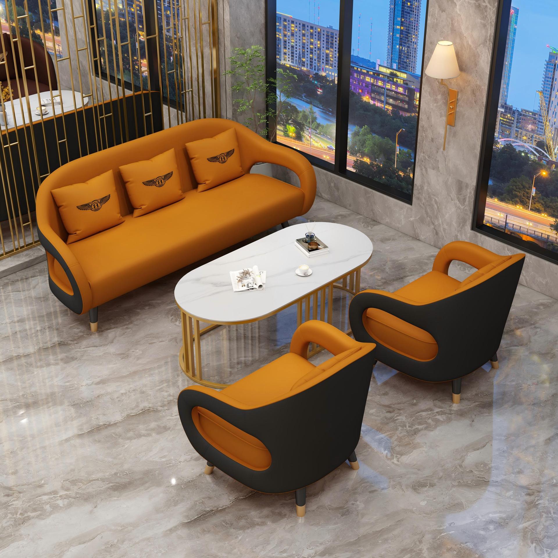 Single/Three-person coffee table (orange and black)
