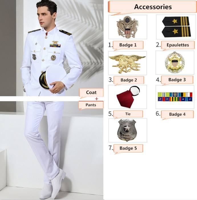 White jacket+Pants+7 accessories