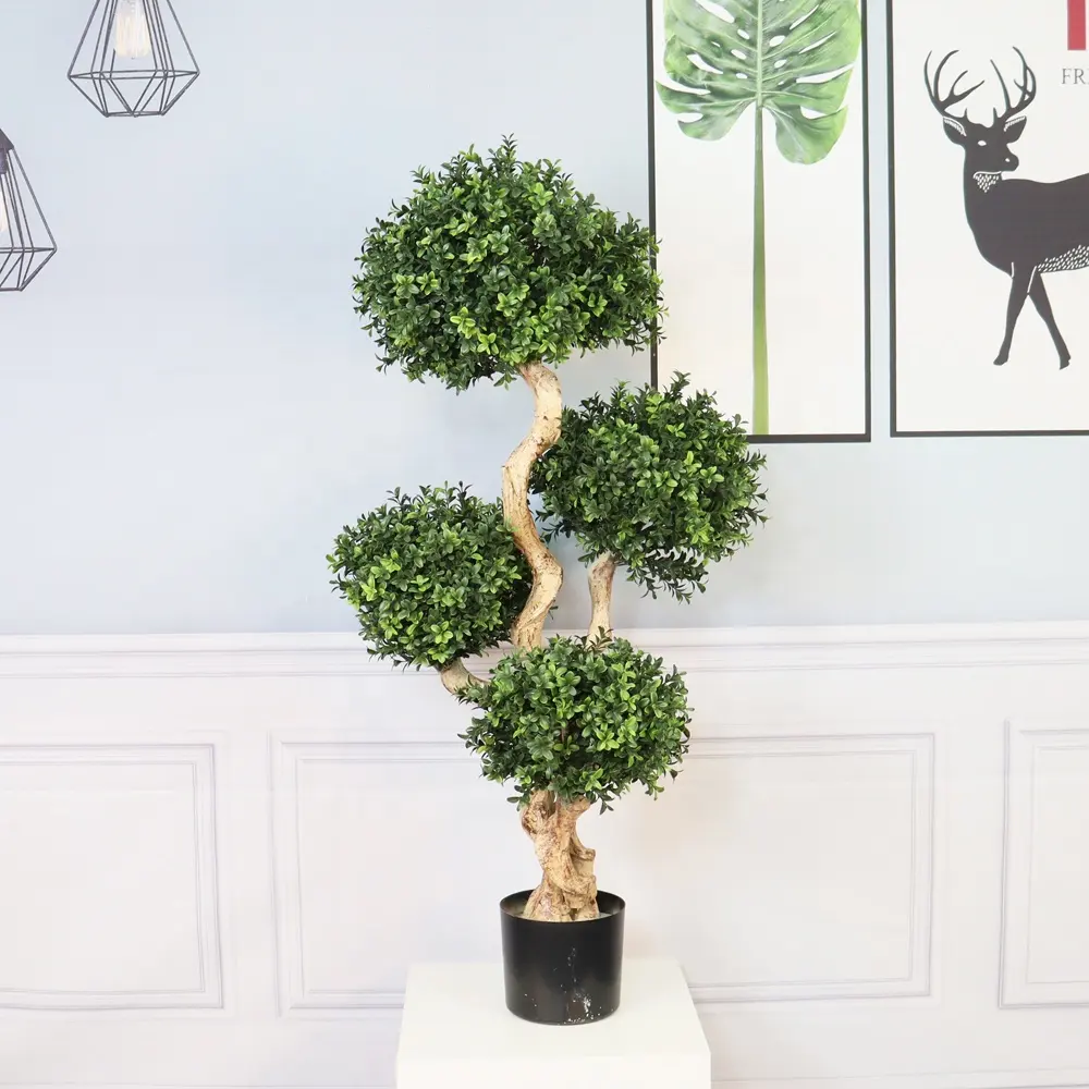 Artificial Plant Boxwood Bonsai Grass Wall Plantas Artificiales Pots Landscape Wall Plastic Greenery Hedge Preserved Panel Leaf