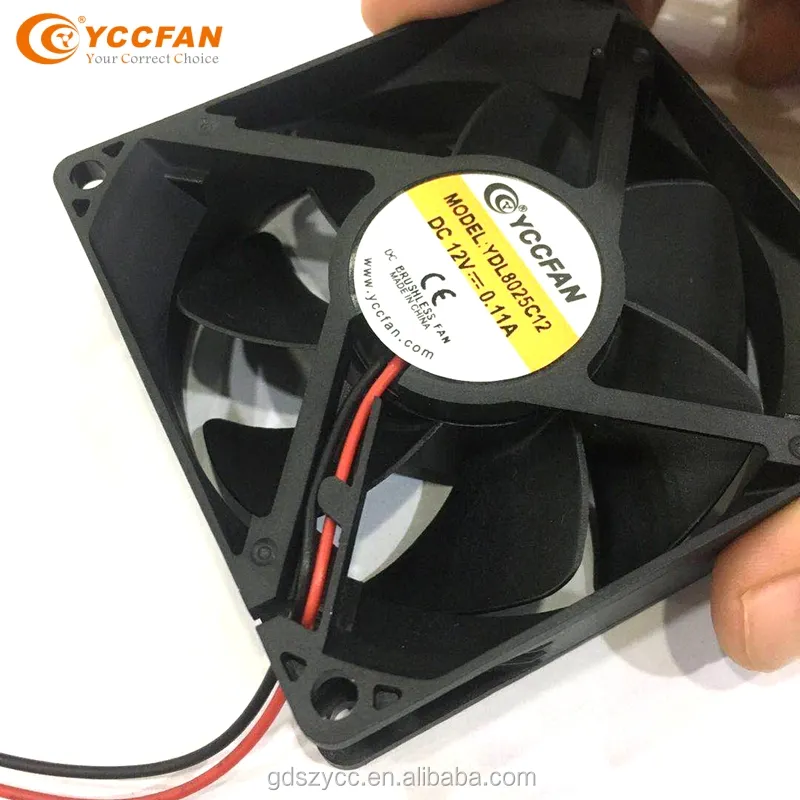 팬 12 볼트 Yccfan 80x80x25mm 저잡음 축 팬 DC 냉각팬 YDL8025C12