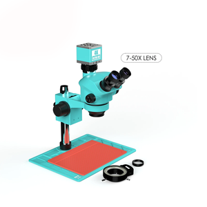 Microscopio de Zoom continuo 7X-50X RF4, cámara de vídeo 4K, microscopio Trinocular Digital, PCB SMD, alfombrilla de reparación de observación - Product Image 2
