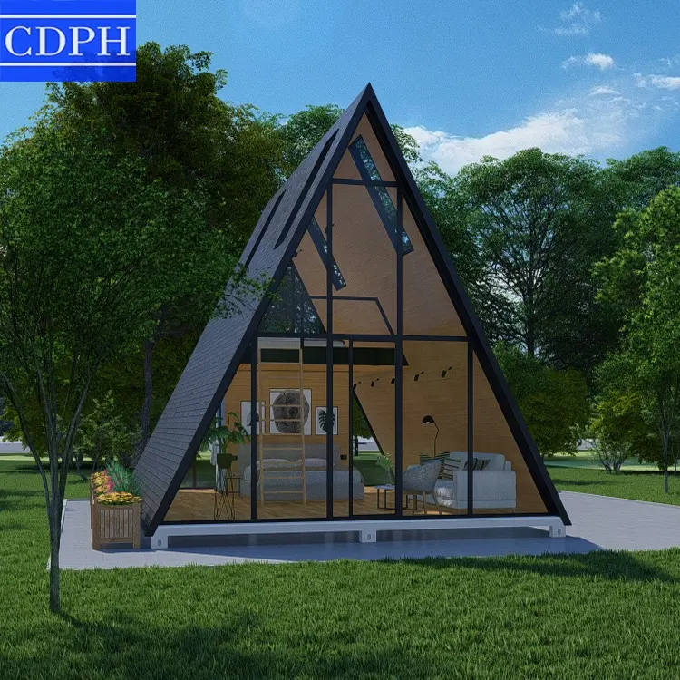 Casa Triangular Modular prefabricada para sala de estar, casa de diseño moderno de lujo de China