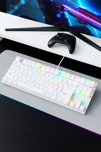 Teclado de película con cable USB con tapa transparente Abs de 87 teclas Retroiluminación de sonido suave para escribir en la oficina y juegos de computadora - Product Image 4