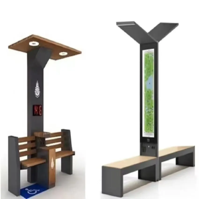 intelligenter Warten-Outdoor-Stuhl mit Rückenlehne Straßen-Edelstahlmöbel Solar-Bänke