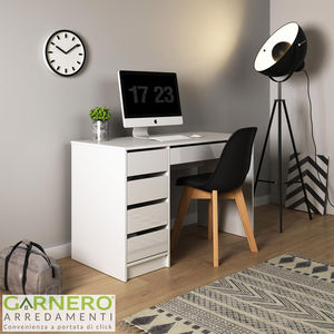 Escritorio DE JUEGOS DE 3 cajones rectangulares blancos de estilo moderno, mesa de ordenador de madera con almacenamiento ajustable para el hogar, oficina, sala de estar - Product Image 4