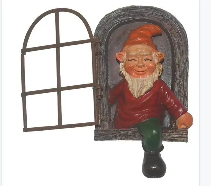 Vente chaude résine artisanat Huaqi MAB53 dessin animé gnomes résine statue nain barbe blanche vieil homme pour cadeaux de noël