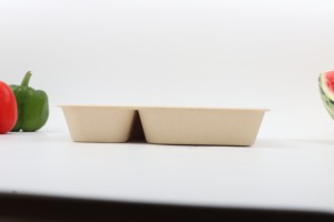Pulp Trays Lunch Trays Take <strong>Away</strong> Biodegradable Packaging Bamboo Packaging <strong>4</strong> Compartment Snack Box <strong>Boxes</strong> for Cake Brown Rectangle - Product Image 3