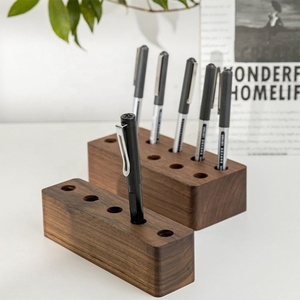 LSL Bàn Bằng Gỗ Đồ Trang Trí Retro Stylo Penholder Đồ Nội Thất Hiển Thị Bộ Sưu Tập Quà Tặng Brass Bút Đứng Beech Óc Chó Cube Bút Chủ - Product Image 5