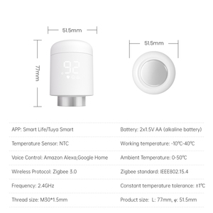 Avatto ZigBee3.0 Tuya Smart TRV termostato controlador de temperatura de calefacción de suelo Válvula de radiador termostática inteligente Digital - Product Image 6