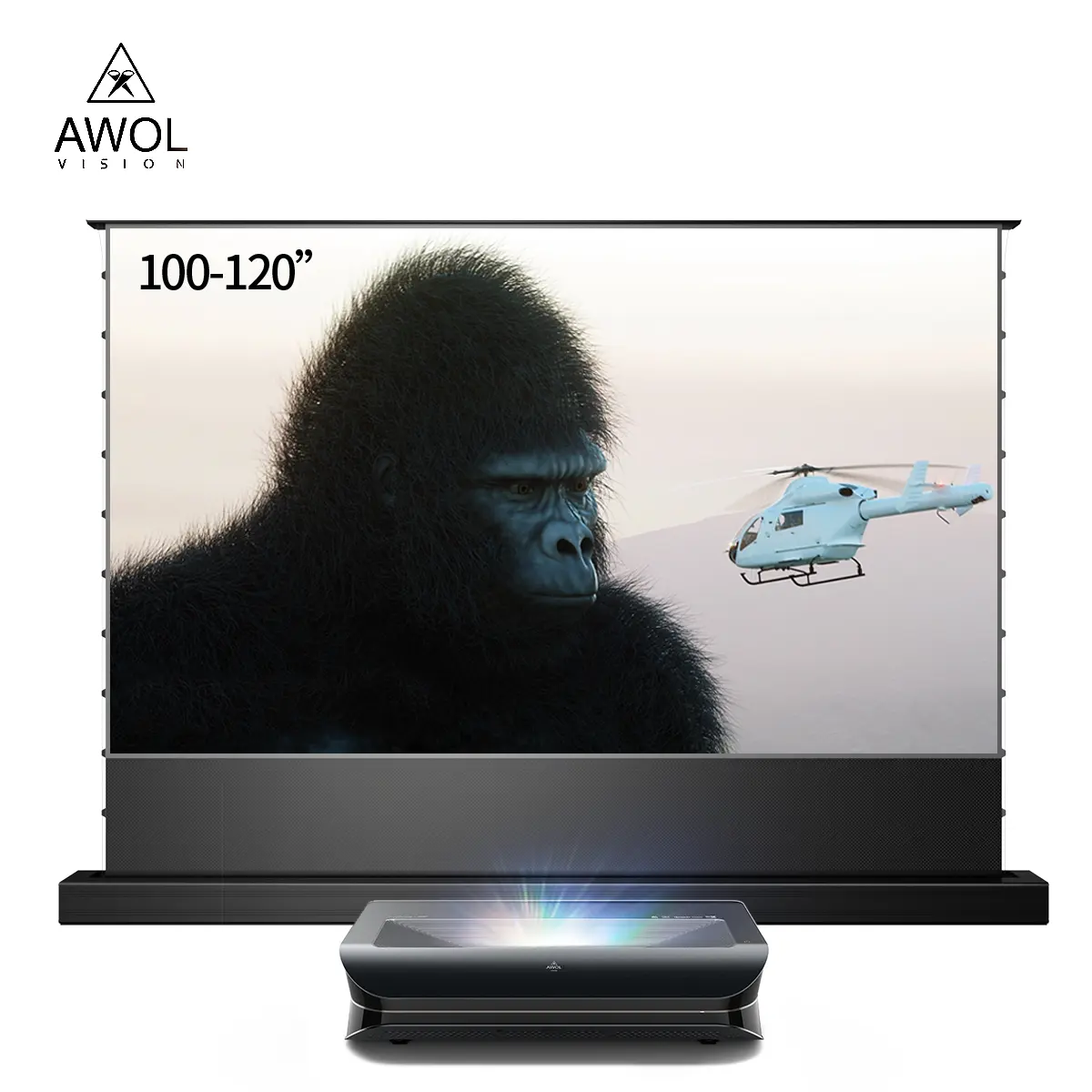 AWOL 비전 LTV 3000 프로 150 "U스트 3D 안드로이드 프로젝터 uhd 4k 시네마 비디오 홈 시어터 울트라 짧은 던지기 레이저 프로젝터