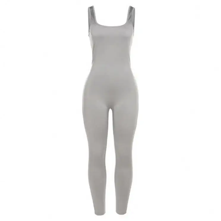 Solid Body-shaping Ladies Jumpsuit Casual Square Collar Sleeveless Sexy Jumpsuits