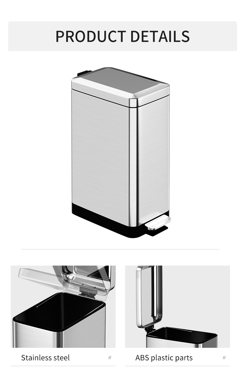 wholesale 10L kitchen food stainless steel trash can in waste bins