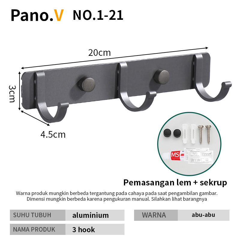 NO.1-21 Grey 3 hooks