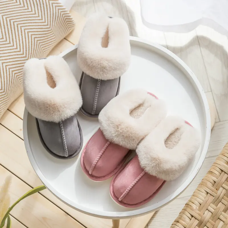 Pantoufles d'hiver en fourrure TPR pour femmes, chaussures duveteuses, chaussons d'intérieur, duveteuses et pelucheuses, bonne qualité