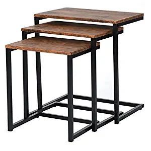 High Quality <strong>Nesting</strong> Coffee Side <strong>Table</strong> 3 Pieces Wood <strong>Nesting</strong> <strong>Tables</strong> Metal Frame Side Coffee <strong>Table</strong> - Product Image 5