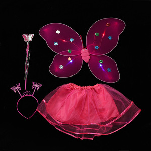 BAIGE Butterfly <strong>Wings</strong> Girl Back Decoration Children Flashing Toys Wonderful Magic Wand <strong>Flower</strong> Fairy Set for Birthday Party - Product Image 2