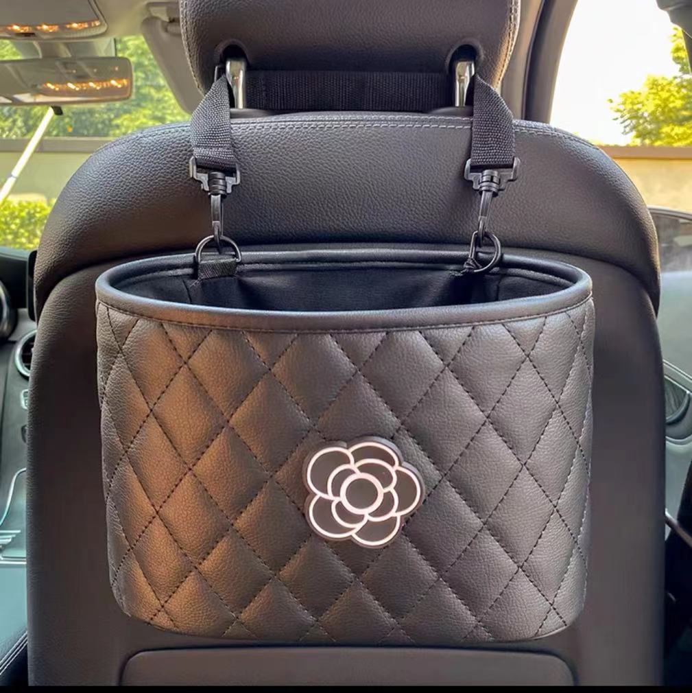Leather black camellia