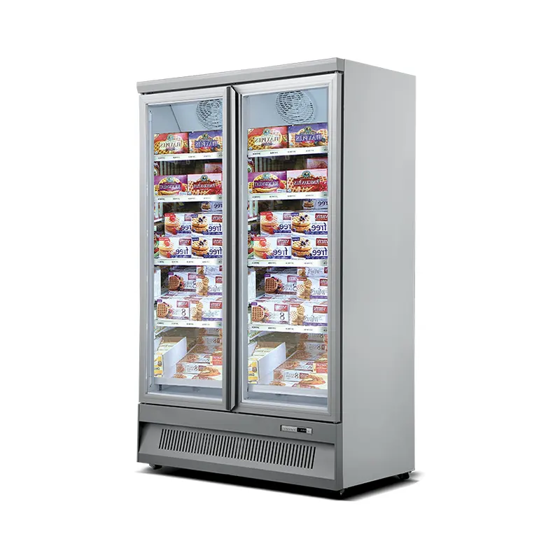 Gabinete de bebidas de supermercado, refrigerador de tres o cuatro puertas, Vitrina refrigerada comercial, congelador de tienda de conveniencia