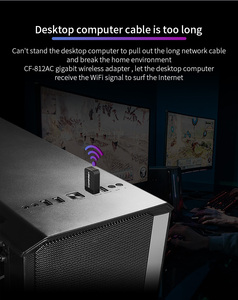 1300 Mbps 11ac 2.4G & 5GデュアルバンドWifiは、2つの作業モードでCF-812ACアダプターを送信および受信します - Product Image 3