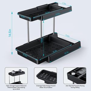 Genişletilebilir ayarlanabilir mutfak zihinsel altında lavabo depolama organizatör çekmece raf <span class=keywords><strong>2</strong></span> katmanlı <span class=keywords><strong>2</strong></span> paket altında temizle sürgülü çekin