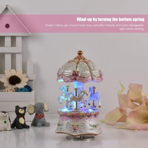 Music Box, <strong>Wind</strong> <strong>up</strong> Musical Boxes with Horses Color Change <strong>LED</strong> Luminous Light for Daughter Birthday Valentine Gift Castle - Product Image 5