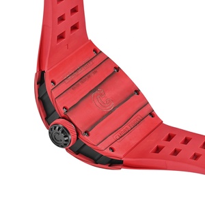 New Classic Red Carbon Fiber Case Mechanical Watch Synthetic Sapphire Crystal Glass Luminescent Hands Rubber Band - Product Image 6