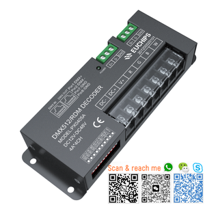 Euchips DMX RGBW Decodificador Controlador LED Ajustable RDM 4CH DC 12V 24V 5A 12V Controlador de Iluminación de Entrada y Salida de 48V - Product Image 2