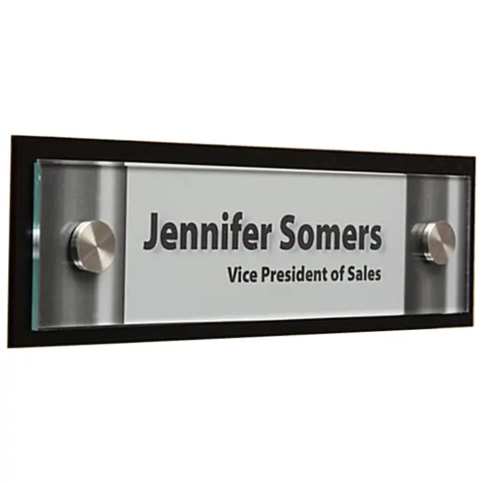 DIY Clear Acrylic Door Name Signs With Black Back Plate Premium Acrylic Custom Business House Sign Holder With Standoffs