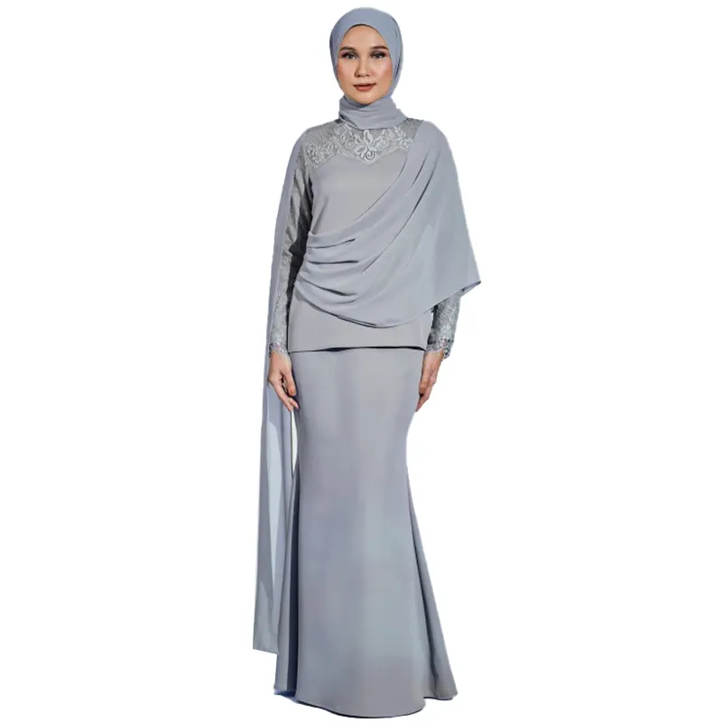 Ultima qualità baju kurung e kebaya baju kurung malaysia chiffon abaya muslim abito baju kurung per la vendita