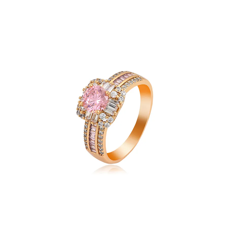 A00917775 XUPING Schmuck Handschmuck im europäischen Stil 18 Karat Gold Farbe Rosa Diamant Hochzeit Valentinstag Zirkon Fingerringe