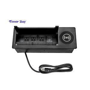 Amazonホット販売アルミブラシテーブルトップソケット、ワイヤレス充電付き3ユニバーサル/UK/US/AUACコンセントUSB-C急速充電 - Product Image 2