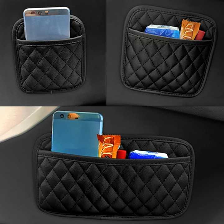PU Leather Car Storage Pocket Seat Back/Door/Center Console Organizer for Small Stuff Car Storage Bag Universal for All Vehicles
