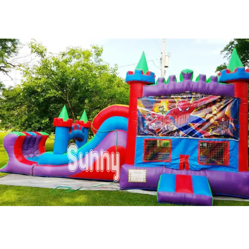 Combo Spider-Man commercial personnalisé château gonflable avec piscine pour enfants